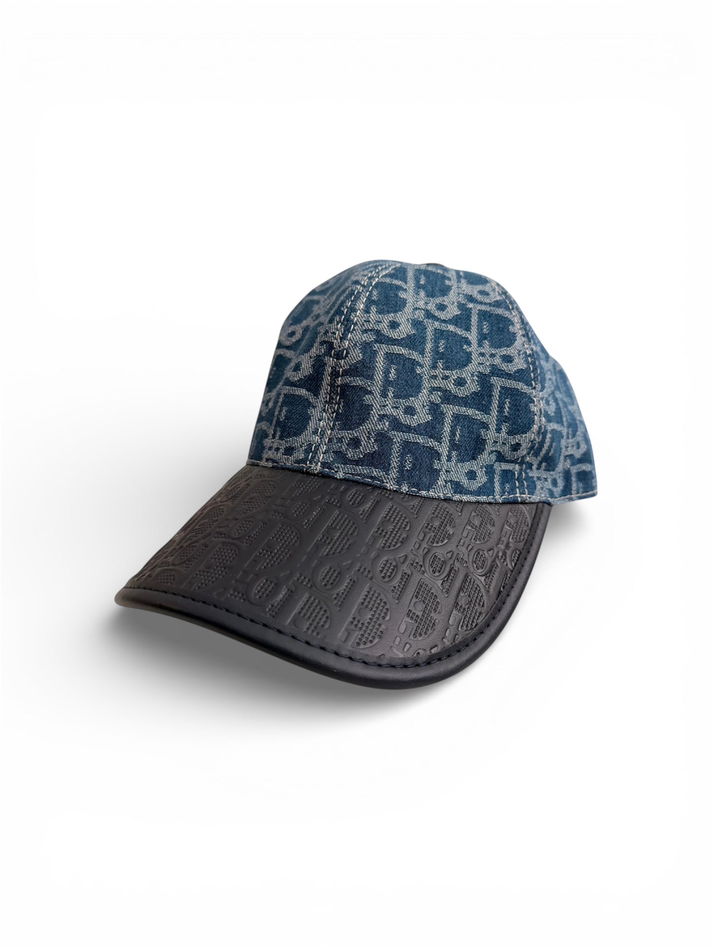 DIOR OBLIQUE LEATHERETTE MONOGRAM HAT - BLUE