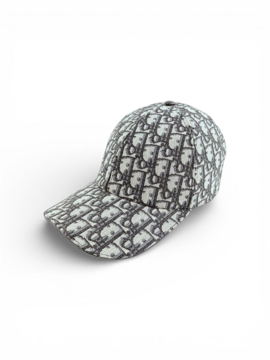 DIOR OBLIQUE MONOGRAM HAT - GREY/WHITE