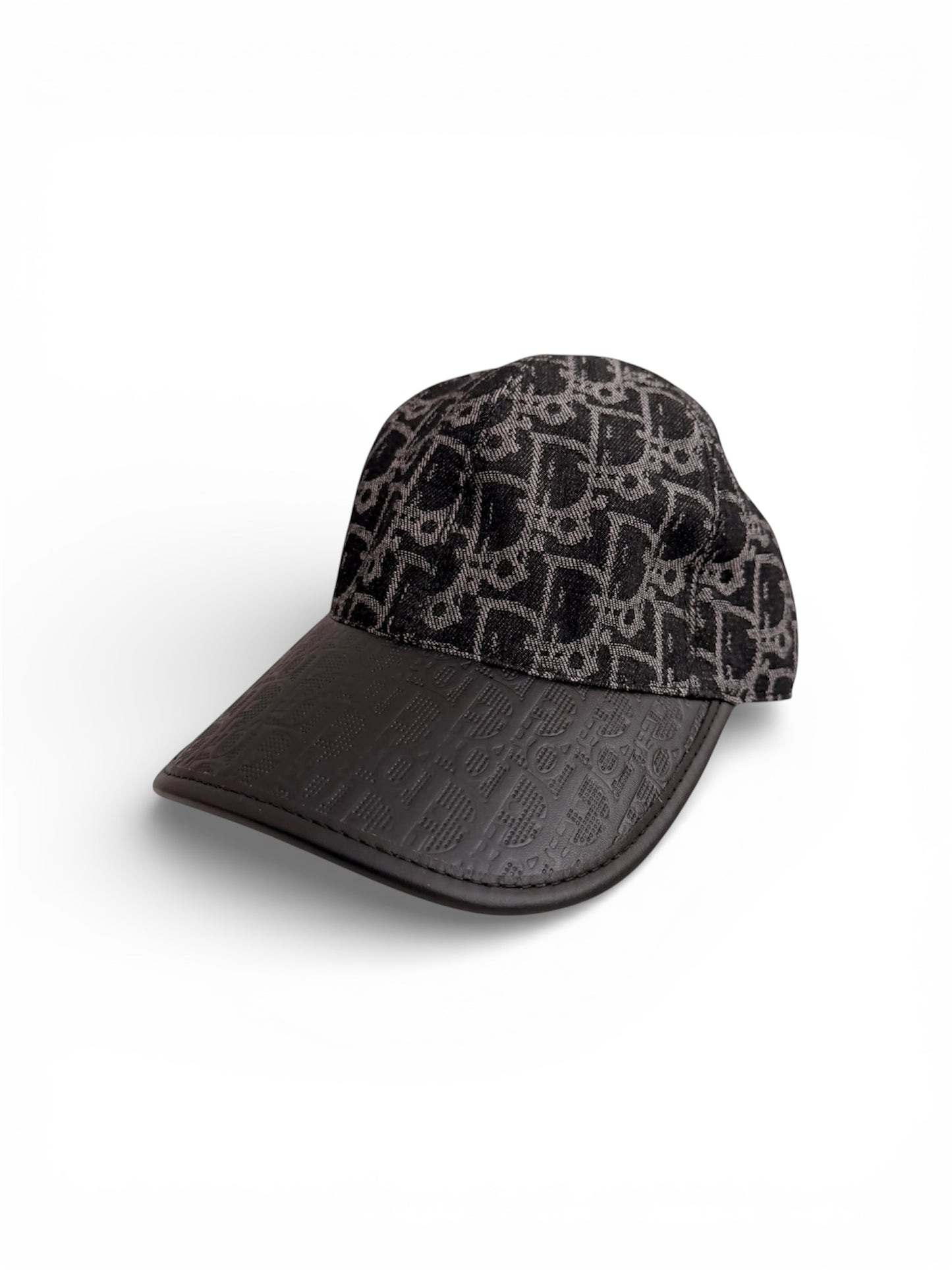 DIOR OBLIQUE LEATHERETTE MONOGRAM HAT - BLACK